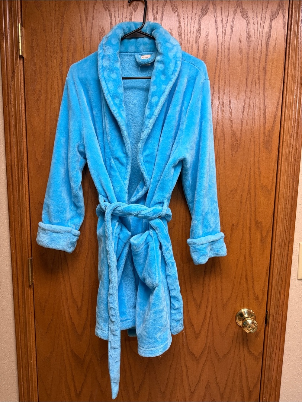 Sonoma Bright Blue Plush Robe with Tie Belt